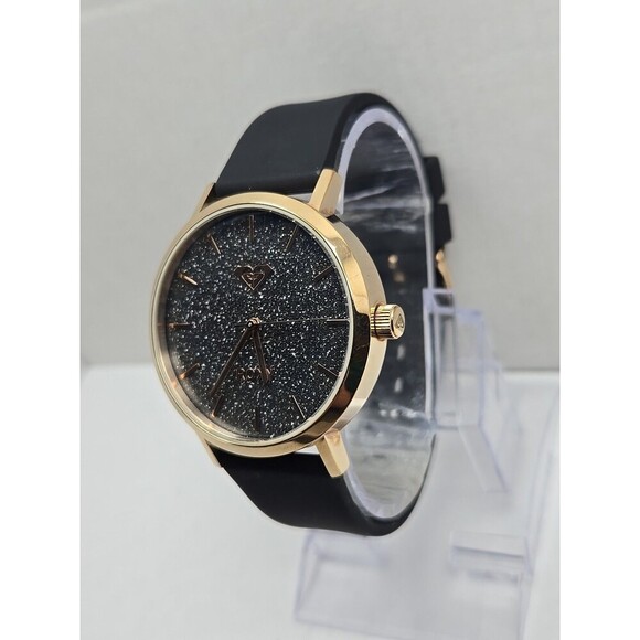 Roxy The Royal Womens Quartz Watch Black Glitter Dial Rose Gold Tone New Battery main image 7